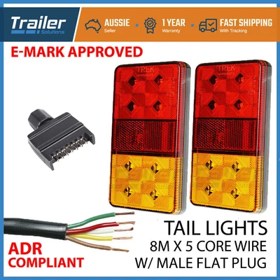 $42 • Buy LED TRAILER TAIL LIGHT KIT PAIR PLUG, 8m 5 CORE WIRE CARAVAN BOAT UTE Waterproof