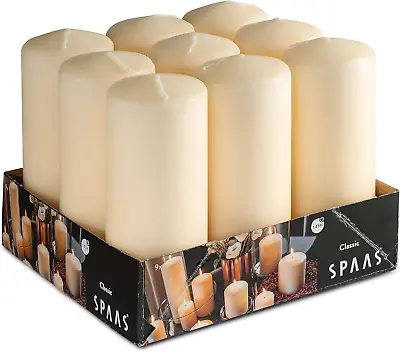SPAAS Ivory Pillar Candles - 9 Pack | 6 Inch Large Ivory Dripless Pillar Candles • $51.99
