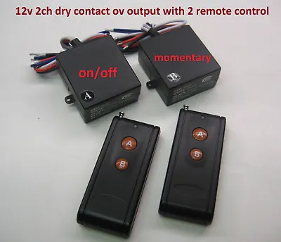 12v 15A Dry Relay 1ch On-off 1ch Momentary Switch With 2 Long Range Remotes • $32