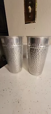 Vintage Hammered Aluminum Metal Tumblers Cups Set Of 2 • $14.99