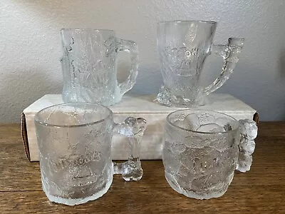  McDonalds (RocDonald's)  Flintstones  Frosted Glass Mugs Complete Set Of 4 1993 • $30