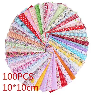 100Pcs Assorted Fat Quarters Bundle Quilt Quilting Cotton Fabric DIY Sewing • $12.95