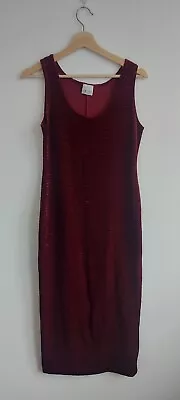 Vintage New Look Dark Red Stretch Velvet Maxi Dress Size UK 8 90’s Y2K Goth • £12.99