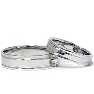 £703.28 • Buy 14k White Gold Matching High Polished Wedding Band Set