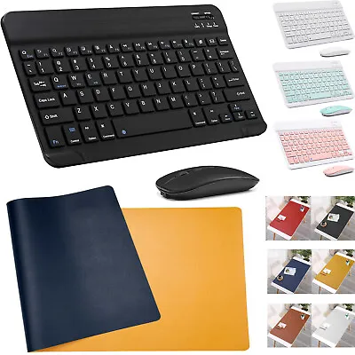 10  Mini Slim Bluetooth Wireless Keyboard And Mouse Set Mat For IPad Windows  • $17.59