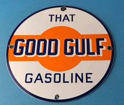 Vintage Gulf Gasoline Porcelain Gas Oil Service Station Pump Plate Oil Rack Sign • $138.37