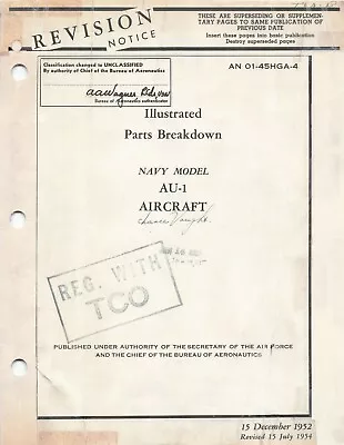 AU-1 Corsair 1954 Illustrated Parts Catalog (F4U-6) Flight Manual - CD • $39.99