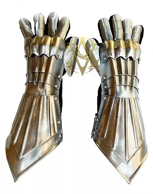 Medieval Gothic Steel Gloves Functional Gauntlets Knight Crusader Nazgul Costume • $160