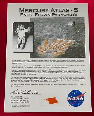 Enos The Space Chimp Mercury Atlas-5 Flown Recovered Parachute Relic Swatch • $59.99