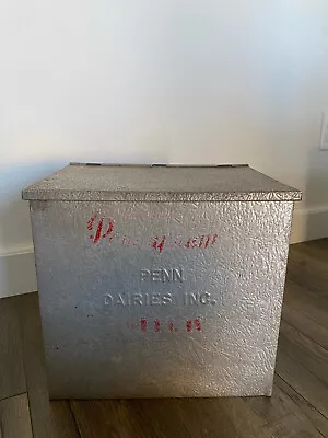 Antique Penn Dairies Inc. Milk Bottle Porch Box Cooler Metal Hinged Top • $65