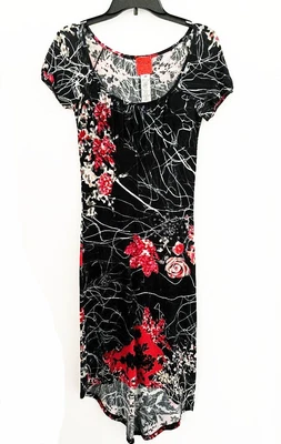 £23.85 • Buy Vintage 90s Christian Lacroix Bazar Cap Slv Floral Print Hi Low Dress Small