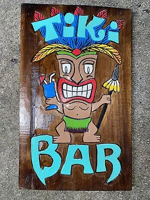 $20 • Buy 16” Tiki Bar Warrior Sign Wall Art Tiki Decor