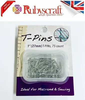 BeadSmith T-Pins Ideal For Macrame & Sewing (27mm) Pack Of 75pcs • £5.99