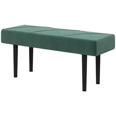 £36.94 • Buy HOMCOM End Of Bed Bench, Upholstered Hallway Bedroom With Steel Legs Green