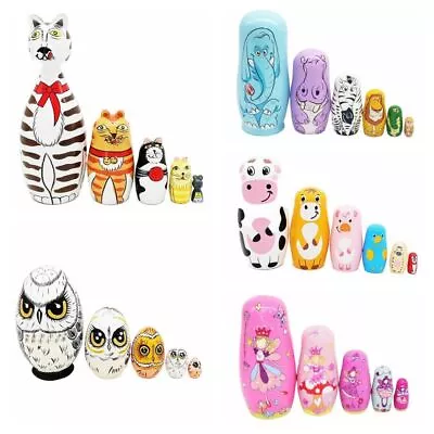 5pcs/set Wooden Nesting Doll Russian Matryoshka Doll Kids Toy Birthday Gift UK • £11.89