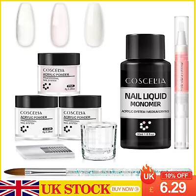 Acrylic Nail Starter Kit Acrylic Powder & Liquid Starter Set With Manicure Tools • £6.29
