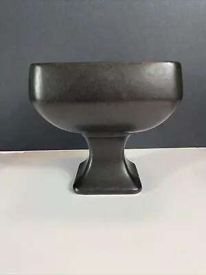 Vintage MCM Floraline Nelson McCoy Pottery Matte Black Pedestal Planter #460 • $14