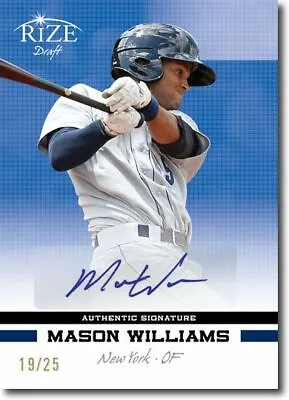 MASON WILLIAMS 2012 Rize Rookie Autograph Emerald BLUE Auto RC #/25 • $19.99