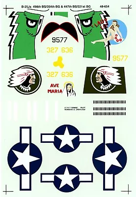 Super Scale 48-654 B-25Js No Instructions 1/48 Scale Decal Set • $9.95