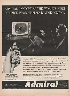 1959 Admiral World's First Portable TV Wireless Remote Control Vintage Print Ad • $9.99