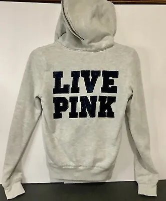 Pink Victoria Secret Sherpa Faux Fur Lined Hoodie Zip Size X-Small Gray NWOT • $20