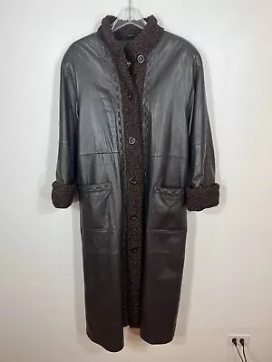 Scaasi Lambskin Leather Jacket Gray Black Medium Coat Maximilian Bloomingdale's • $250