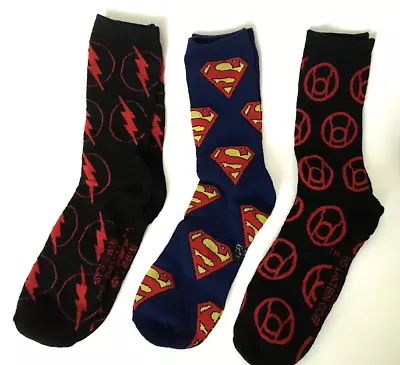 Marvel Comics DC Comics Mens Crew Socks Flash Red Lantern Superman 6-10 3pairs • $9.63