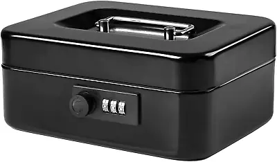 Cash Box With Money Tray And Lock Metal Money Box For Cash 6.3 D X 7.87 W X 3.5 • $24.96