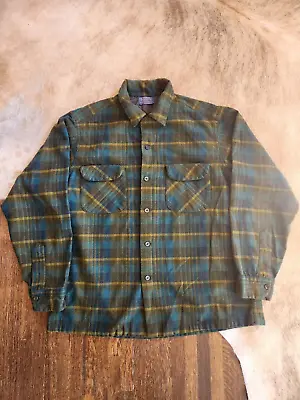 Vintage Pendleton 50s-60s Green Flannel Board Shirt Large • $58