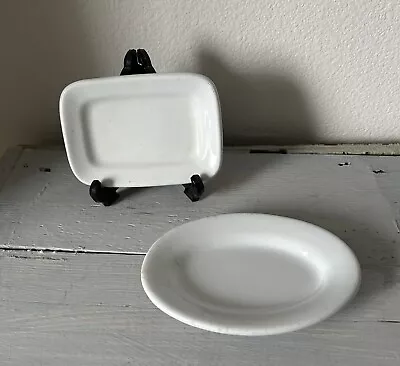 Alfred Meakin ~ White Ironstone Oval & Rectangular Soap Dishes ~ Late 1800's • $28