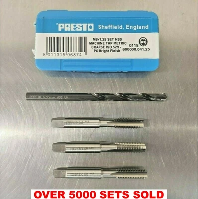£11.90 • Buy Presto 3 Piece Tap Sets Taper, Second, Plug And HSS Tapping Drill