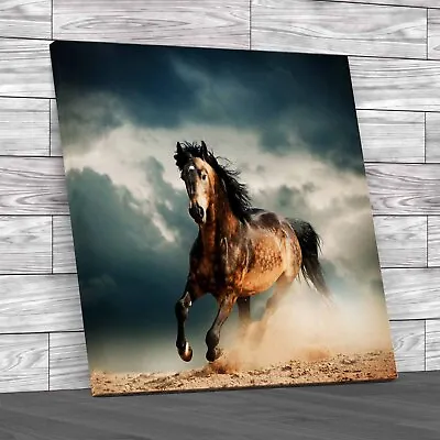 Running Galloping Horse Square Original Canvas Print Large Picture Wall Art • £14.95