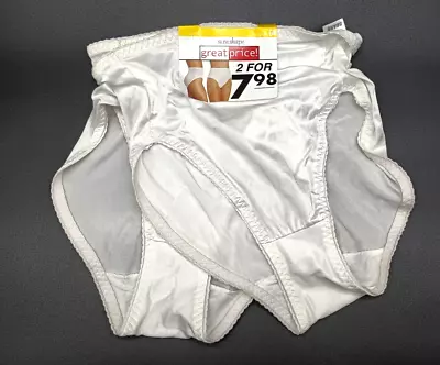 Vintage Sears Panties Briefs Womens Med White Slim Shape Hi Waist Shaper 2 Pack • $27.99