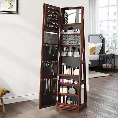 360 Rotating Jewelry Cabinet Organizer With Higher Full Length Makeup Mirror • $129.99