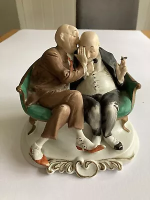 Stunning Vintage Capodimonte Porcelain Figurine   The Gossips  Two Men  • £140