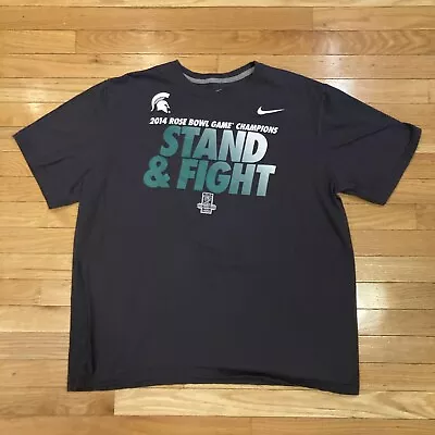 Michigan State Spartans Shirt Adult 2XL XXL Gray Nike 2014 Rose Bowl Champions • $11.79