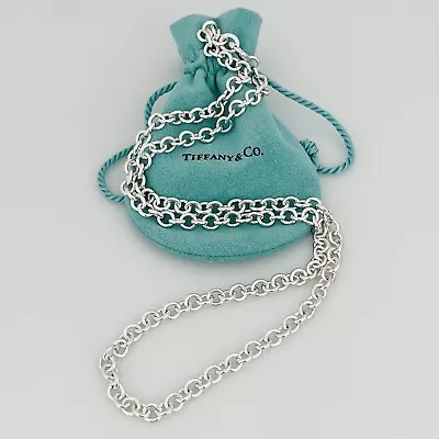24  Tiffany & Co Large Round Link Rolo Chain Necklace Mens Unisex • $695