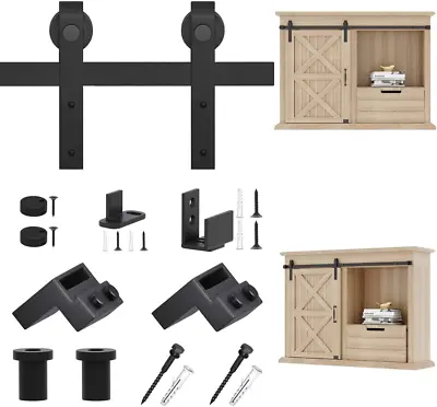 2.5-8 FT Super Mini Barn Door Hardware Kit For Small Cabinet TV Stand ConsoleFl • £41.49