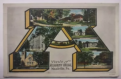 MEADVILLE PA Multi-View ALLEGHENY COLLEGE Pennsylvania Postcard PA 1928  • $12.45