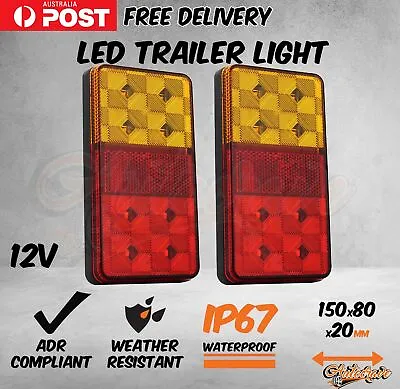 Led Trailer Tail Lights Lamp Truck Caravan Ute Stop Indicator 12v Volt Adr 4wd • $27.95