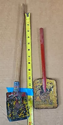 2  Lithograph Tin Sand Shovel Disney  Snow White Puppy Beach Toy Metal Vintage E • $39.99