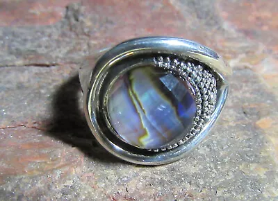 Michael Dawkins 925 Sterling Silver Starry Nigth Faceted Abalone Ring 10 • $149.99