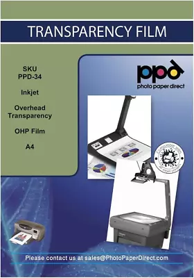 PPD 10 Sheets A4 Inkjet Premium OHP Acetate Transparency Film - Overhead Film • £6.77