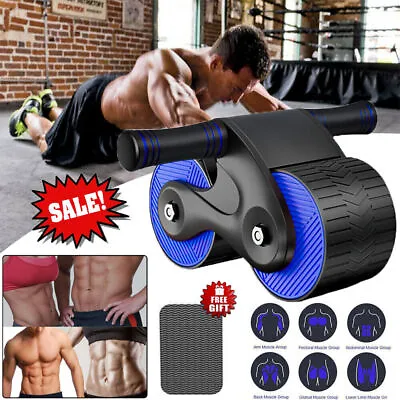 Automatic Rebound AB Roller Exercise Wheel Abdominal Wheel Anti Slip Fitness Gym • £9.99