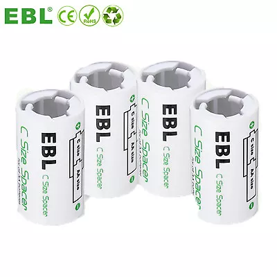 EBL C Size Battery AdaptersConvert AA To C Size Battery Spacer Converter Case • $6.59