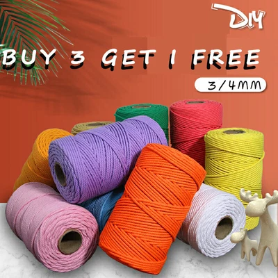 $11.99 • Buy 3/4/5/6mm Natural Cotton Rope Twisted Cord Craft Macrame Artisan Rope DIY Art AU