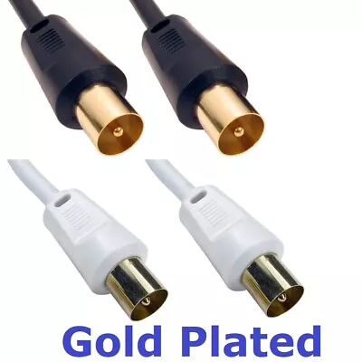 Coaxial TV Aerial Cable Coax Straight Extension Lead Male To Male Antenna Wire • £3.79