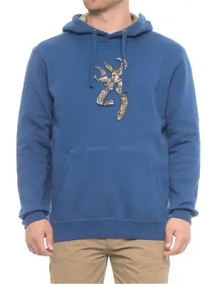 *New BROWNING Buckmark MIDWEIGHT Pullover Hoodie Sweatshirt BLUE & REALTREE CAMO • $31.99