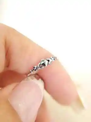 Claddagh Ring Tiny Celtic Irish Claddagh Ring Thin Ring Sterling Silver Women • $20