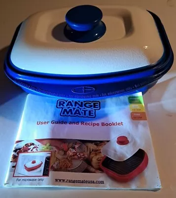 Rangemate 9  Microwave Oven Cooker Non Stick Lid Blue Grill Pan & User Guide  • $19.97